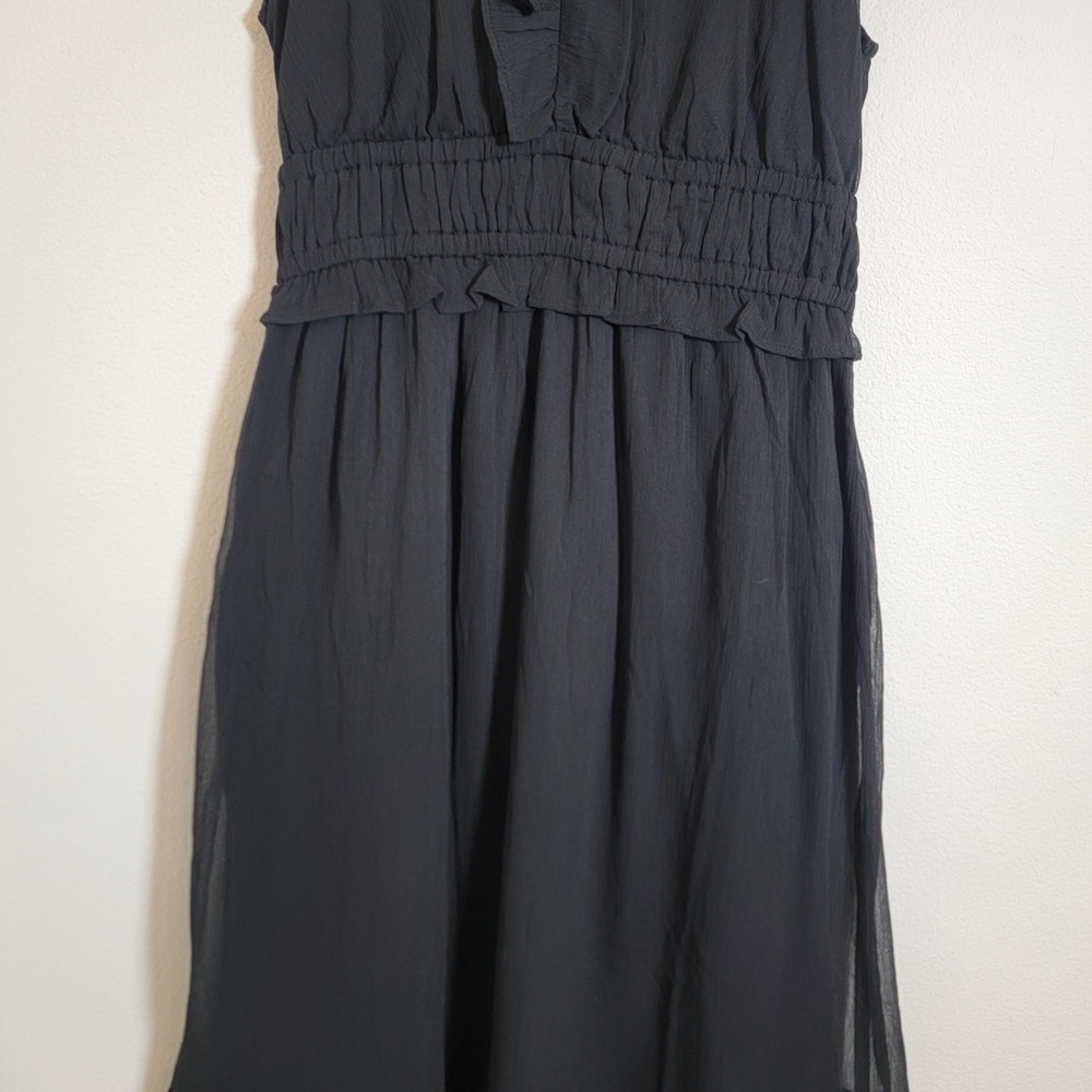 Old Navy Ruffle Chiffon Black Midi Dress Small Cotton Lined 753125 NWT - Picture 6 of 15